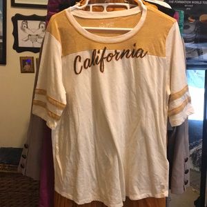 Lucky Brand Yellow California Baseball Ringer Tee